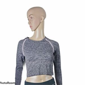 Pink Victoria's Secret Purple & Black Marled Seamless Crop Top